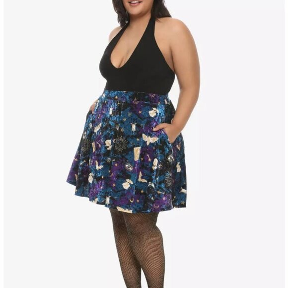 New Hot Topic Midnight Hour Crushed Velvet Witch Skirt Plus Size 3X Astrological - Picture 1 of 9